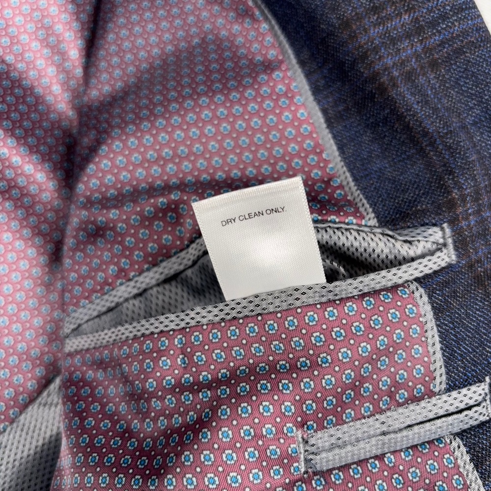 Johnston & Murphy Blazer Mens M Blue Plaid Wool 2-Button Sport Coat - Picture 9 of 16